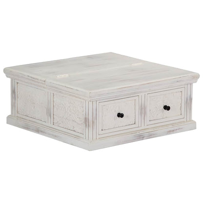 vidaXL Coffee Table White 70x70x30 cm Solid Mango Wood 5