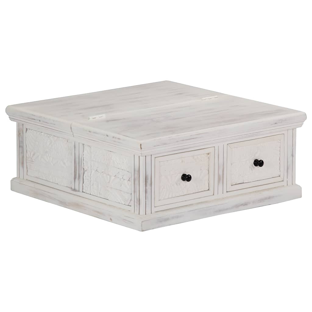 vidaXL Coffee Table White 70x70x30 cm Solid Mango Wood 6