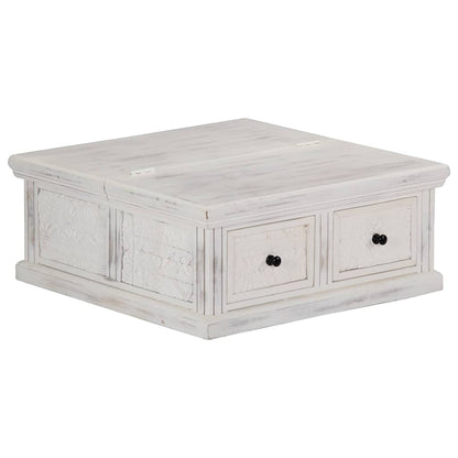 vidaXL Coffee Table White 70x70x30 cm Solid Mango Wood 6