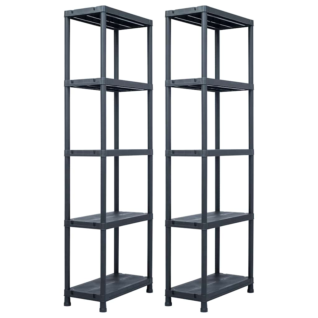 Storage Shelf Rack Black 500 kg Plastic Height 180 cm 2