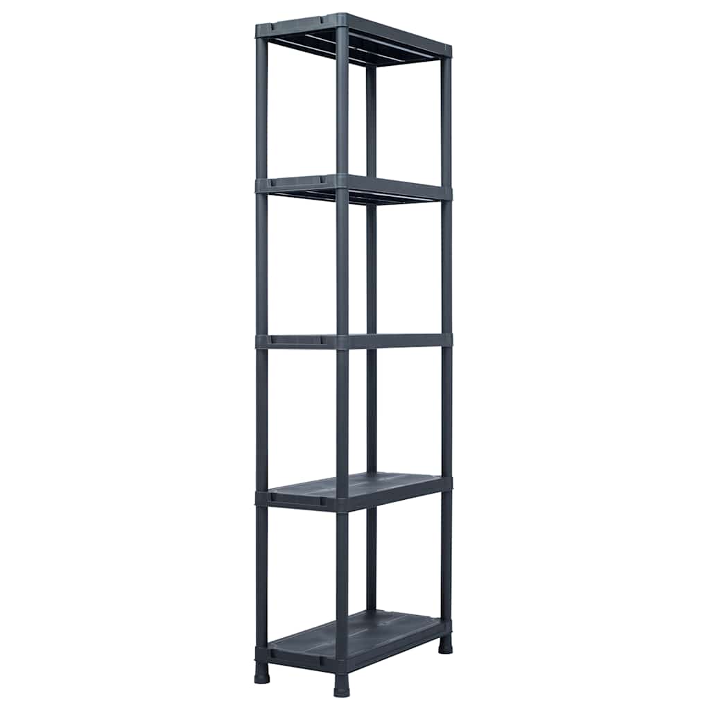 vidaXL Storage Shelf Racks 5 pcs Black 125 kg 60x30x180 cm Plastic 2