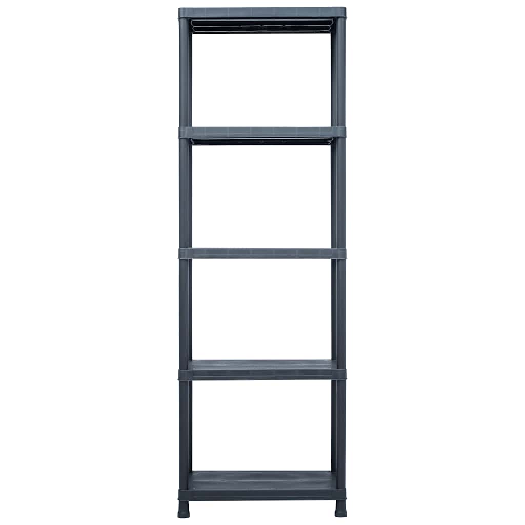 vidaXL Storage Shelf Racks 5 pcs Black 125 kg 60x30x180 cm Plastic 3