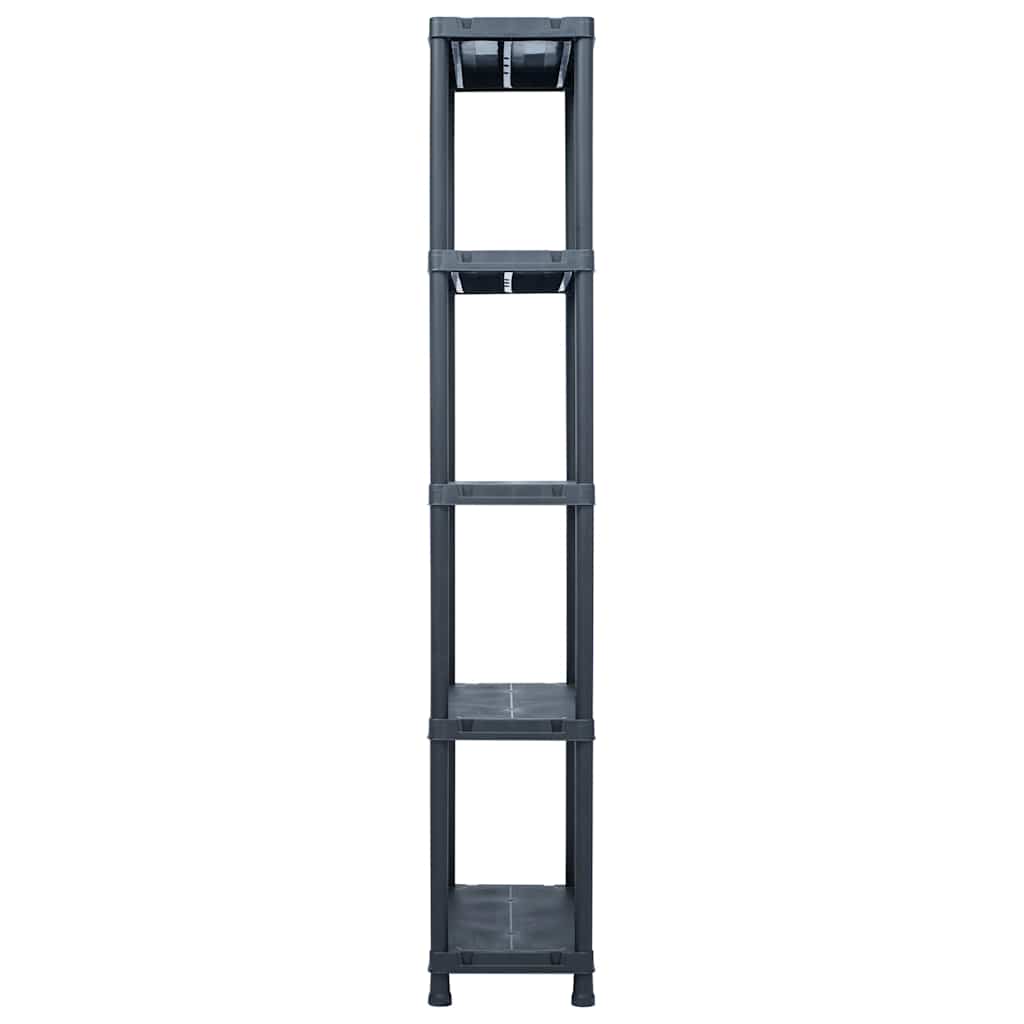 vidaXL Storage Shelf Racks 5 pcs Black 125 kg 60x30x180 cm Plastic 4