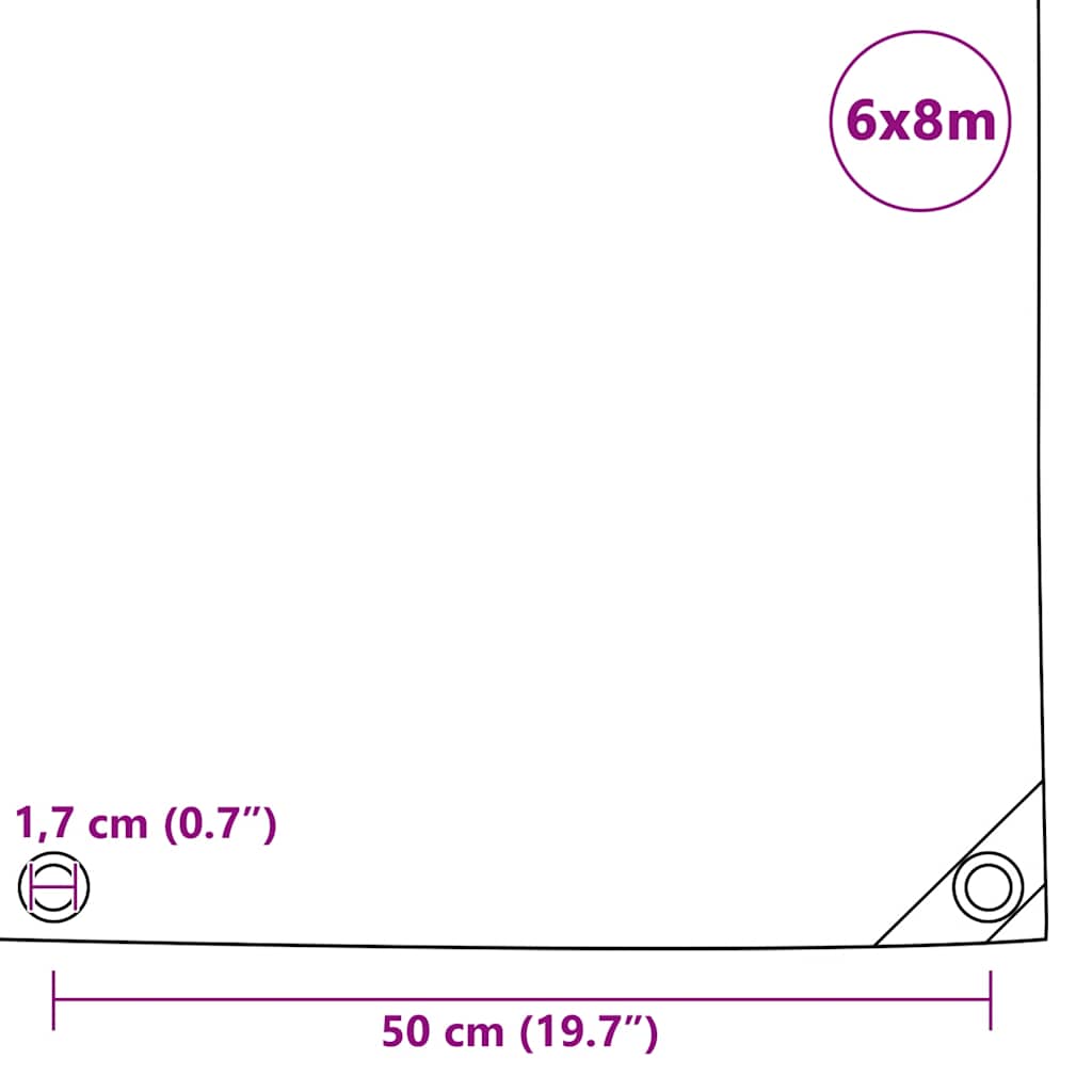 vidaXL Tarpaulins Grey 6 x 8 m Canvas with PVC Coating 6