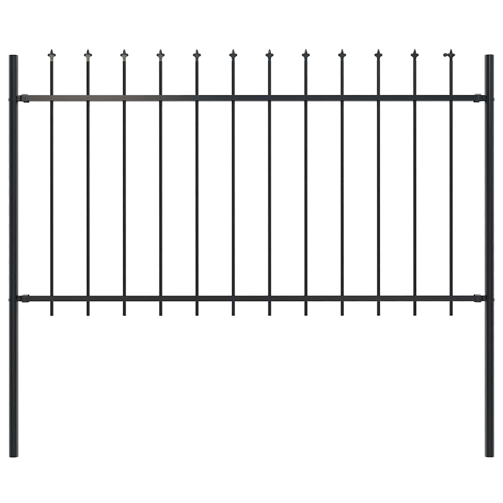 vidaXL Garden Fence with Spear Top Steel 337x100 cm Black