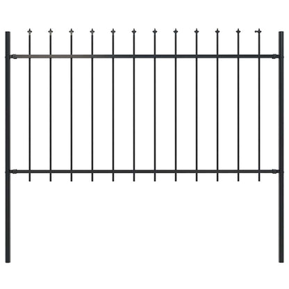 vidaXL Garden Fence with Spear Top Steel 337x100 cm Black