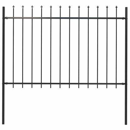 Garden Fence with Spear Top Steel 337x120 cm Black 170 cm