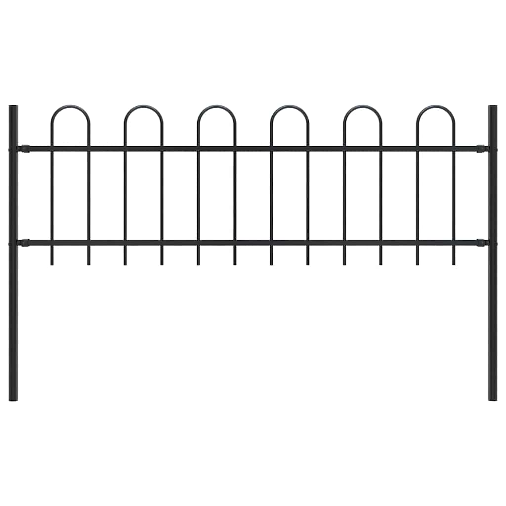 vidaXL Garden Fence with Hoop Top Steel 337x60 cm Black
