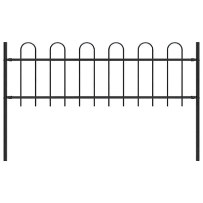 vidaXL Garden Fence with Hoop Top Steel 337x60 cm Black