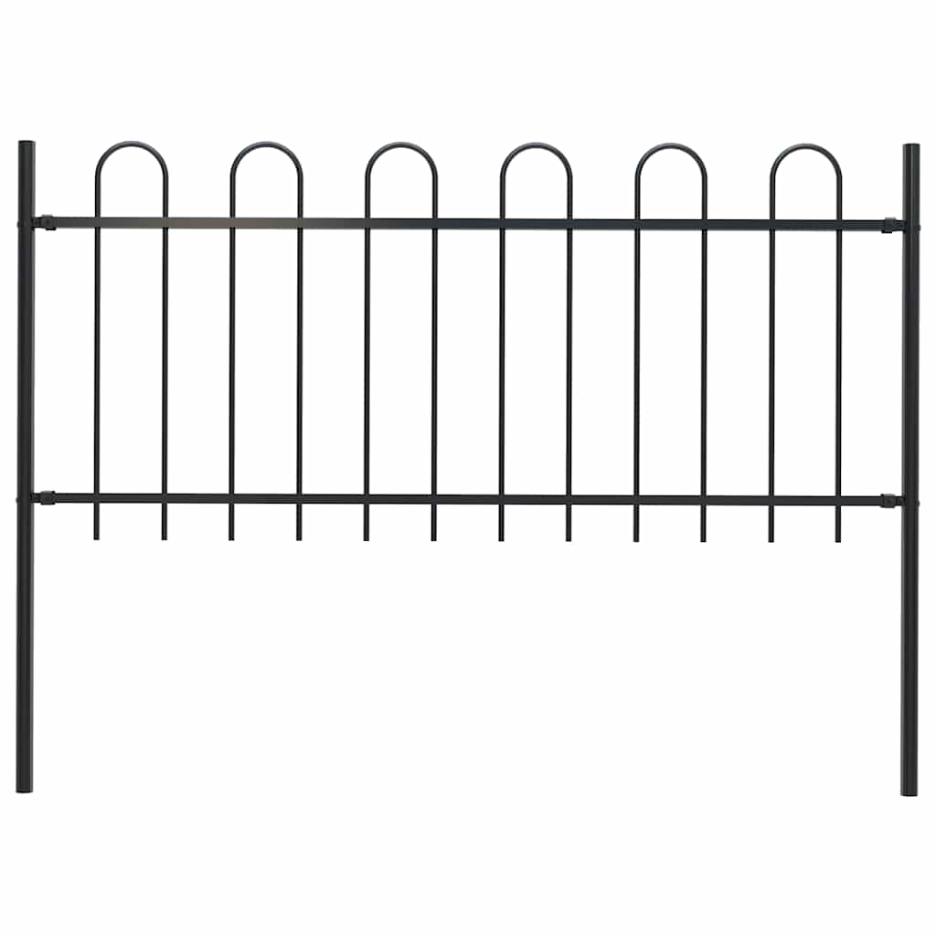 vidaXL Garden Fence with Hoop Top Steel 337x80 cm Black