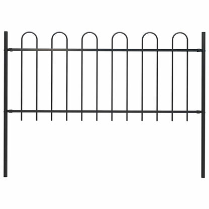 vidaXL Garden Fence with Hoop Top Steel 337x80 cm Black
