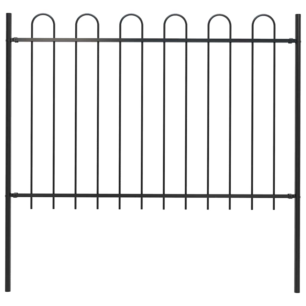 vidaXL Garden Fence with Hoop Top Steel 337x120 cm Black