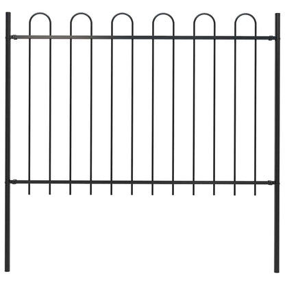 vidaXL Garden Fence with Hoop Top Steel 337x120 cm Black