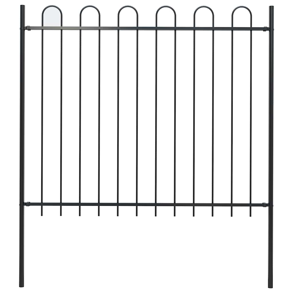vidaXL Garden Fence with Hoop Top Steel 337x150 cm Black