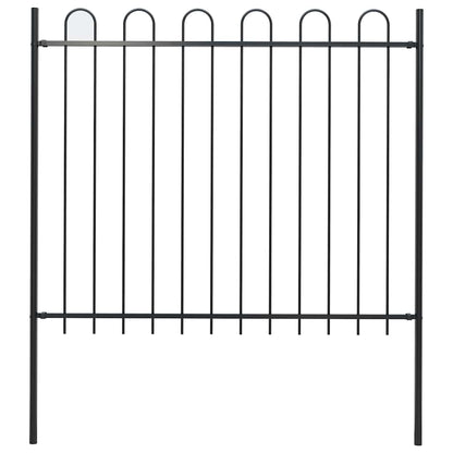 vidaXL Garden Fence with Hoop Top Steel 337x150 cm Black