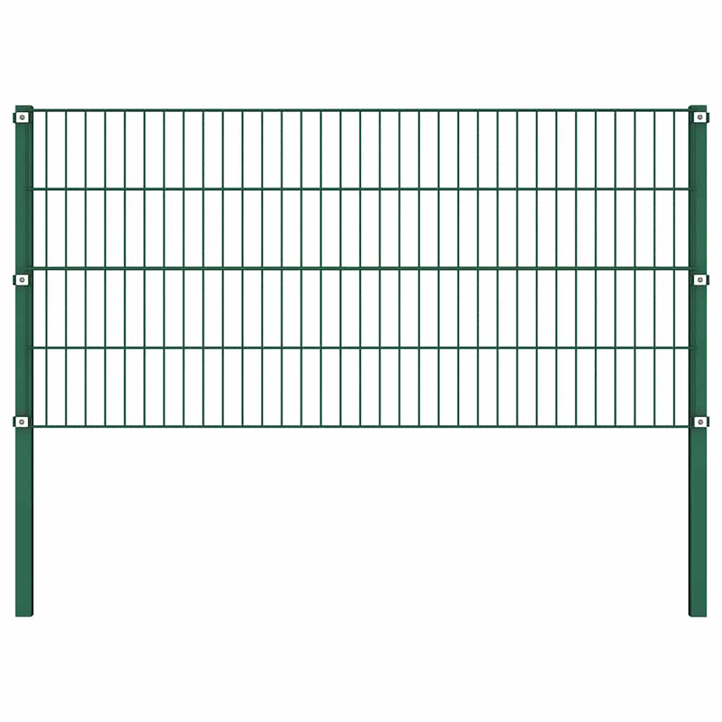 Fence Panel with Posts Iron 349x80 cm Green 176.5 cm