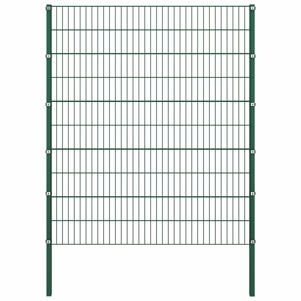 Fence Panel with Posts Iron 349x200 cm Green 176.5 cm