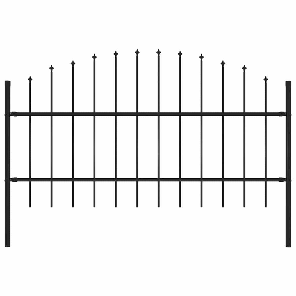 vidaXL Garden Fence with Spear Top Steel 337x100 cm Black Height 75-100 cm