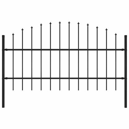 vidaXL Garden Fence with Spear Top Steel 337x100 cm Black Height 75-100 cm