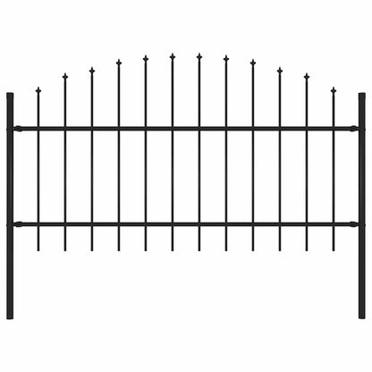vidaXL Garden Fence with Spear Top Steel 355x125 cm Black Height 100-125 cm