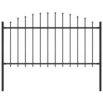 vidaXL Garden Fence with Spear Top Steel 337x150 cm Black Height 125-150 cm