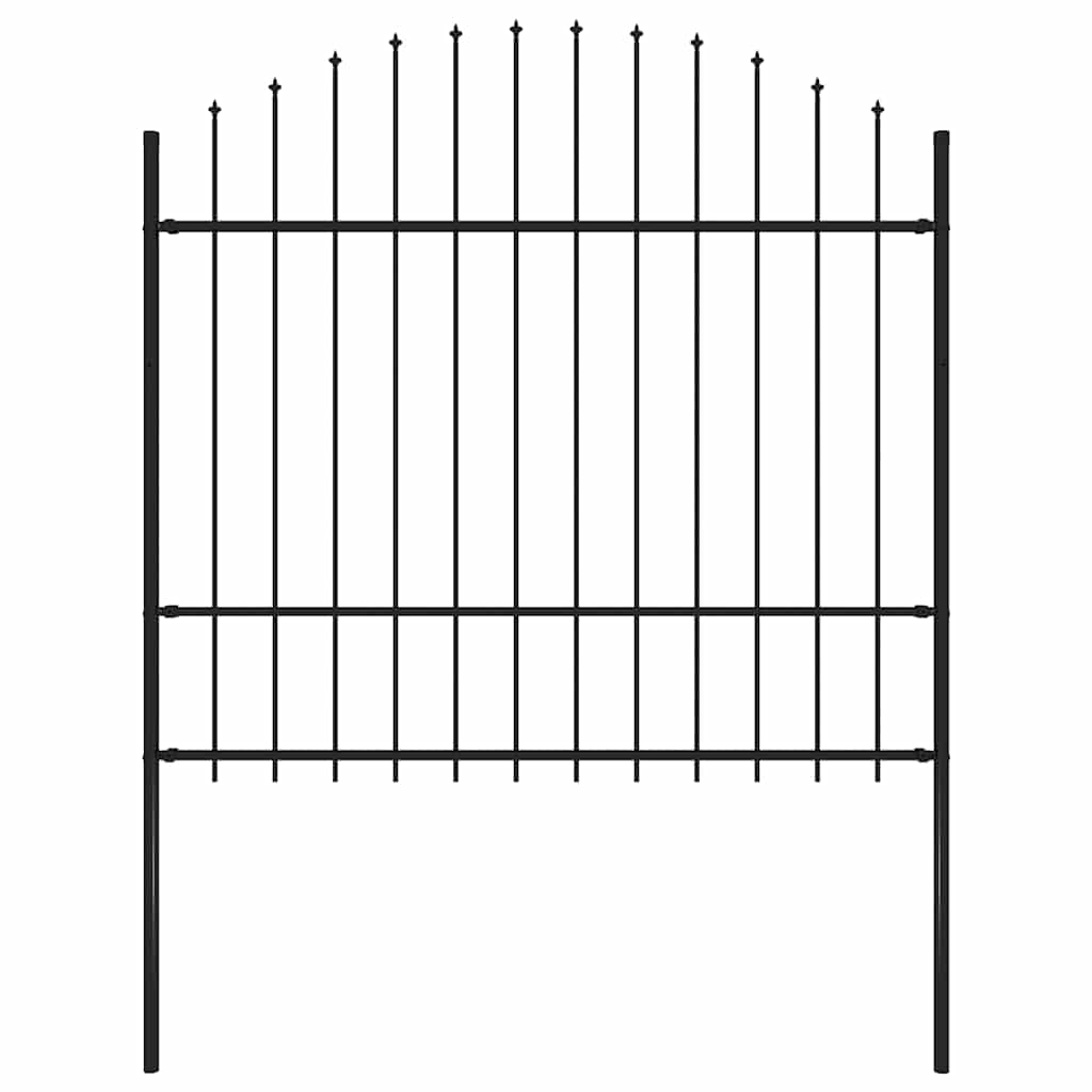 vidaXL Garden Fence with Spear Top Steel 337x175 cm Black Height 150-175 cm