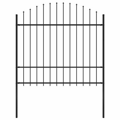 vidaXL Garden Fence with Spear Top Steel 337x175 cm Black Height 150-175 cm
