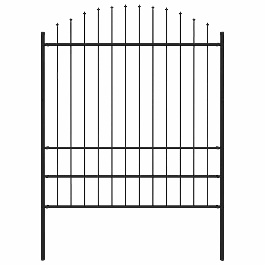 Garden Fence with Spear Top Steel 337x200 cm Black Height 175-200 cm 170 cm