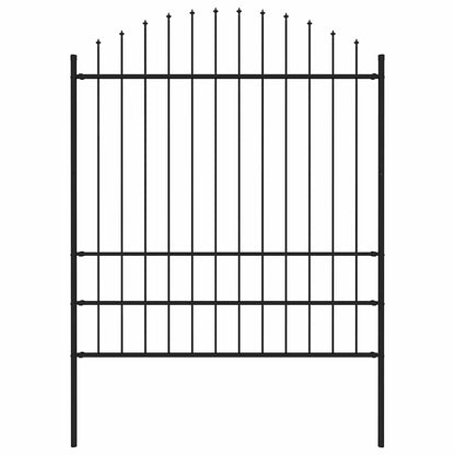 Garden Fence with Spear Top Steel 337x200 cm Black Height 175-200 cm 170 cm