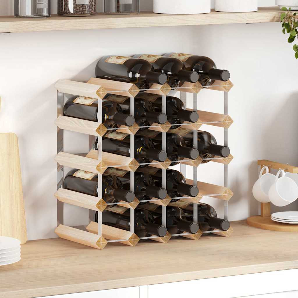 Wine Rack for Bottles Solid Pinewood Beige 20