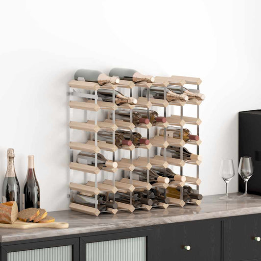Wine Rack for Bottles Solid Pinewood Beige 42