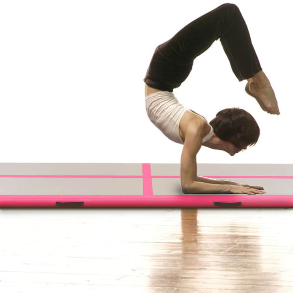 vidaXL Inflatable Gymnastics Mat with Pump 600x100x10 cm PVC Pink 1