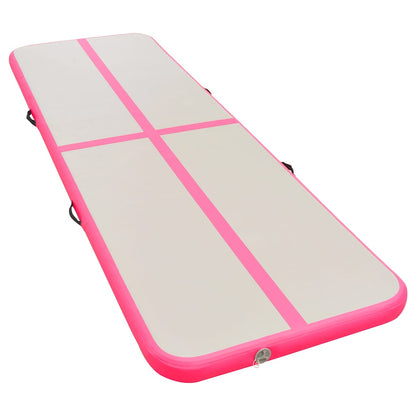 vidaXL Inflatable Gymnastics Mat with Pump 700x100x10 cm PVC Pink 2