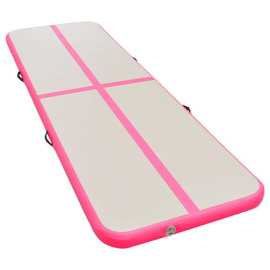 vidaXL Inflatable Gymnastics Mat with Pump 700x100x10 cm PVC Pink 2
