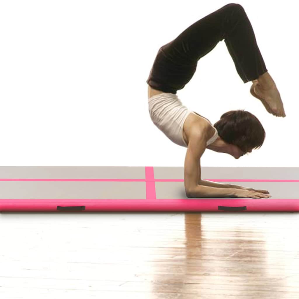 vidaXL Inflatable Gymnastics Mat with Pump 700x100x10 cm PVC Pink 3
