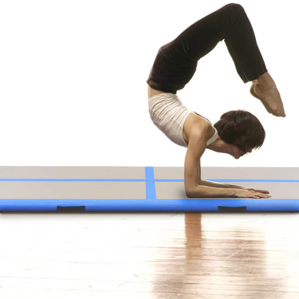 vidaXL Inflatable Gymnastics Mat with Pump 700x100x10 cm PVC Blue 1