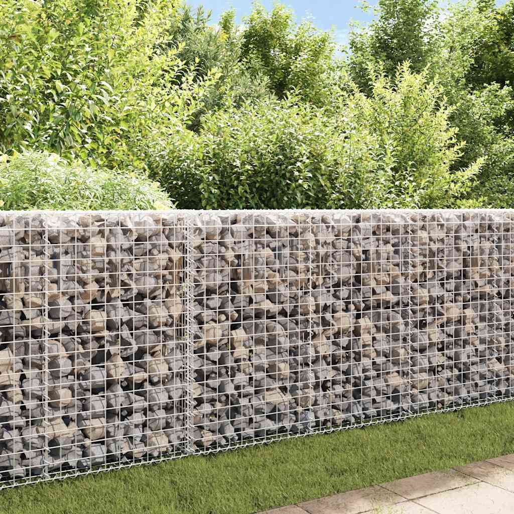 vidaXL Gabion Wall with Covers Galvanised Steel