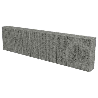 Gabion Wall with Covers Galvanised Steel 600 cm 150 cm