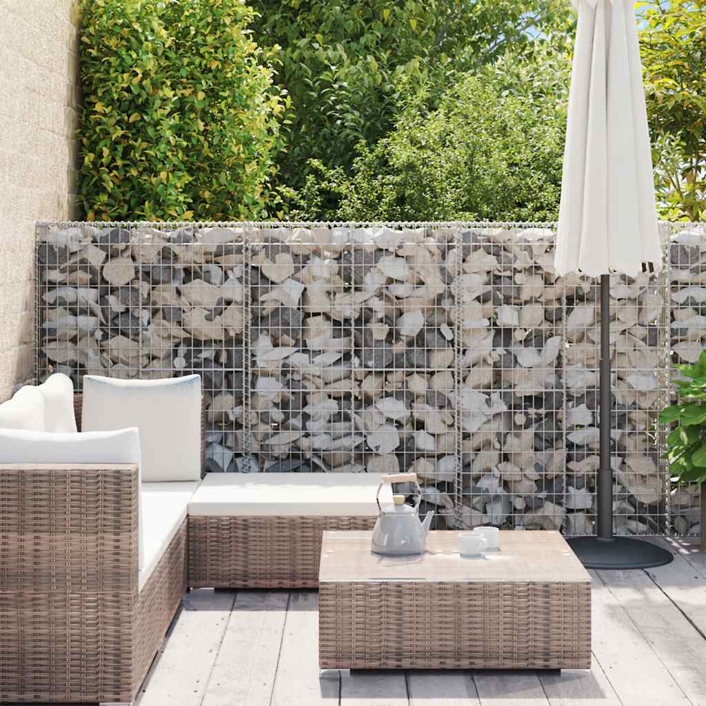Gabion Wall with Covers Galvanised Steel 600 cm 150 cm