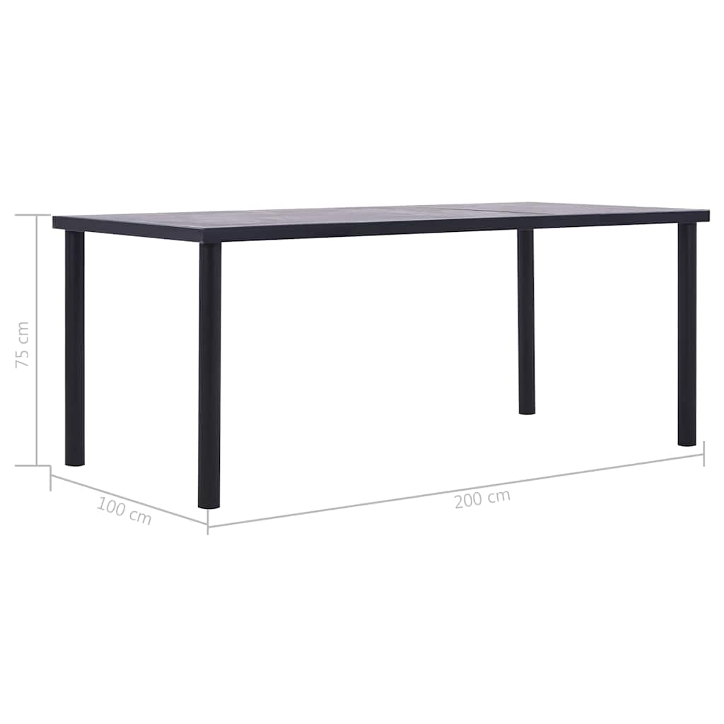 Dining Table Black and Concrete Grey MDF 200 cm 100 cm
