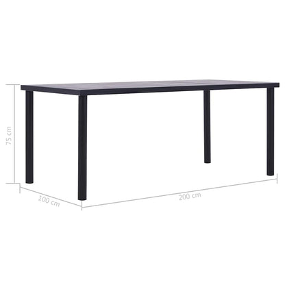 Dining Table Black and Concrete Grey MDF 200 cm 100 cm