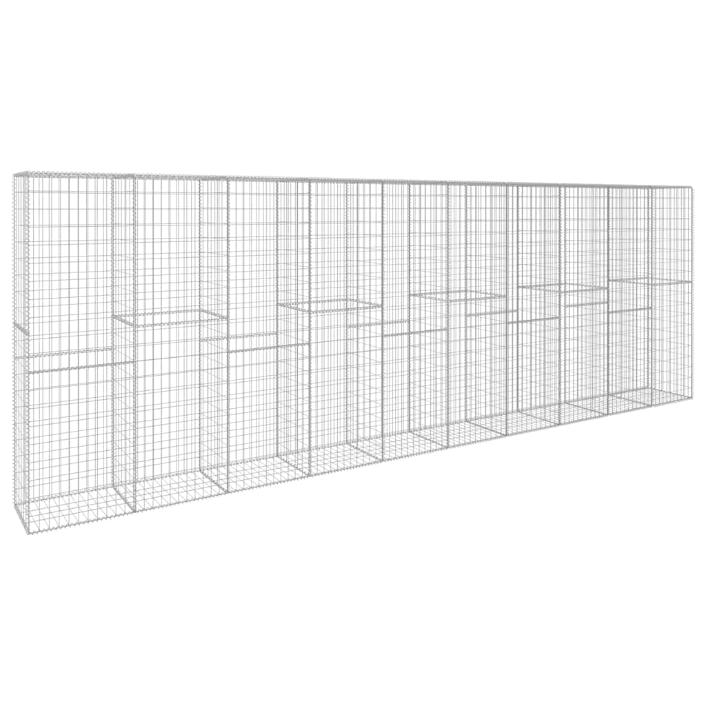vidaXL Gabion Wall with Cover Galvanised Steel 600x50x200 cm 2