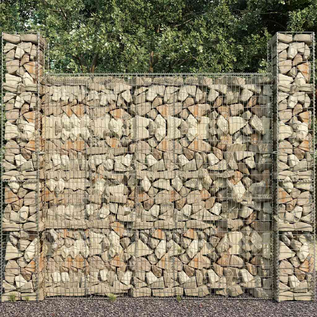 vidaXL Gabion Wall with Cover Galvanised Steel 600x50x200 cm 1
