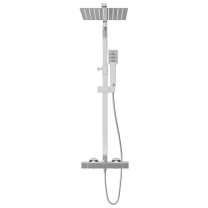 vidaXL Dual Head Shower Set with Thermostat Stainless Steel 5