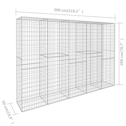 vidaXL Gabion Wall with Cover Galvanised Steel 300x50x200 cm 6