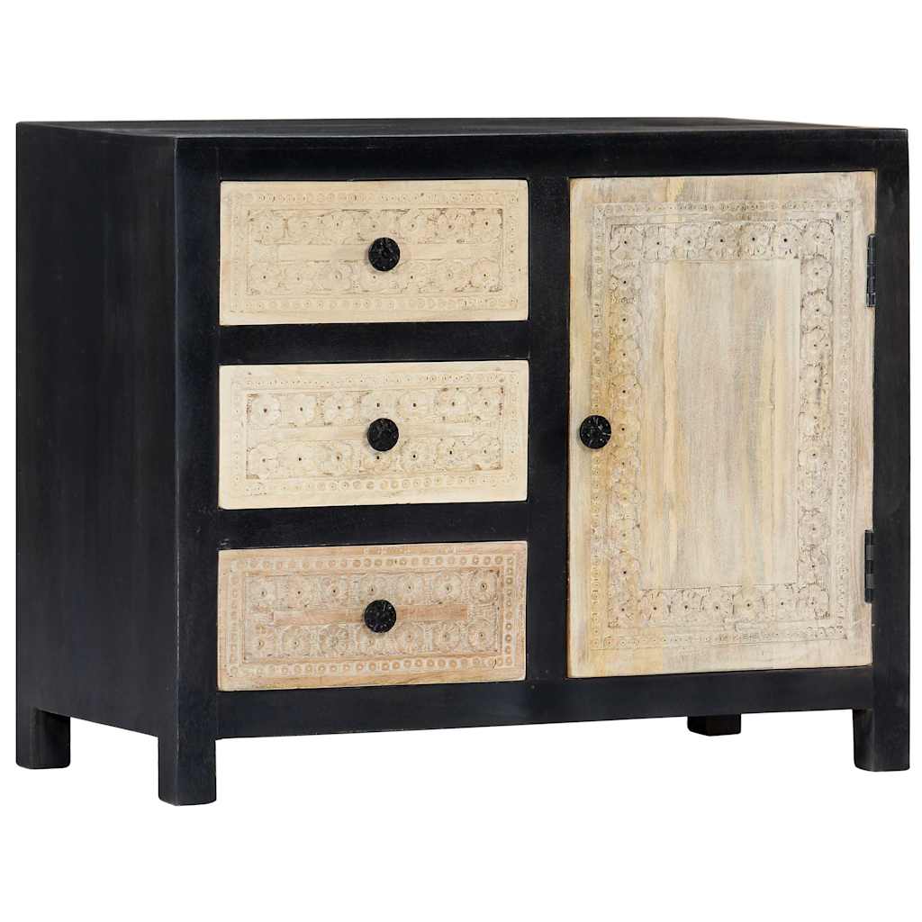 282724 vidaXL Hand Carved Side Cabinet Grey 75x35x60 cm Solid Mango Wood 1