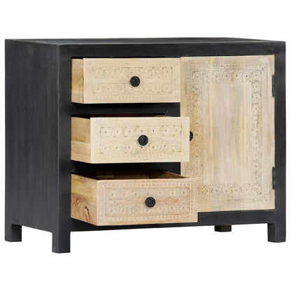 282724 vidaXL Hand Carved Side Cabinet Grey 75x35x60 cm Solid Mango Wood 2