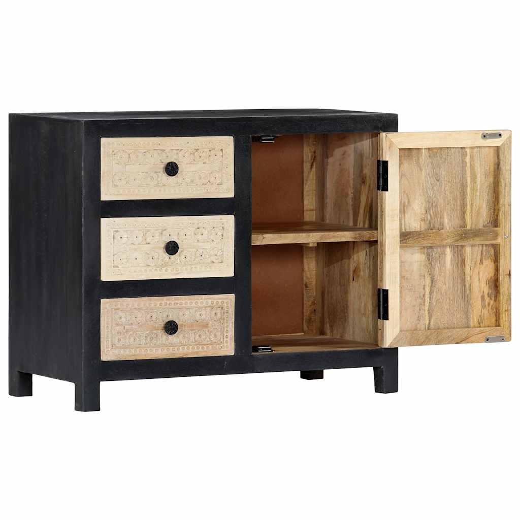 282724 vidaXL Hand Carved Side Cabinet Grey 75x35x60 cm Solid Mango Wood 3
