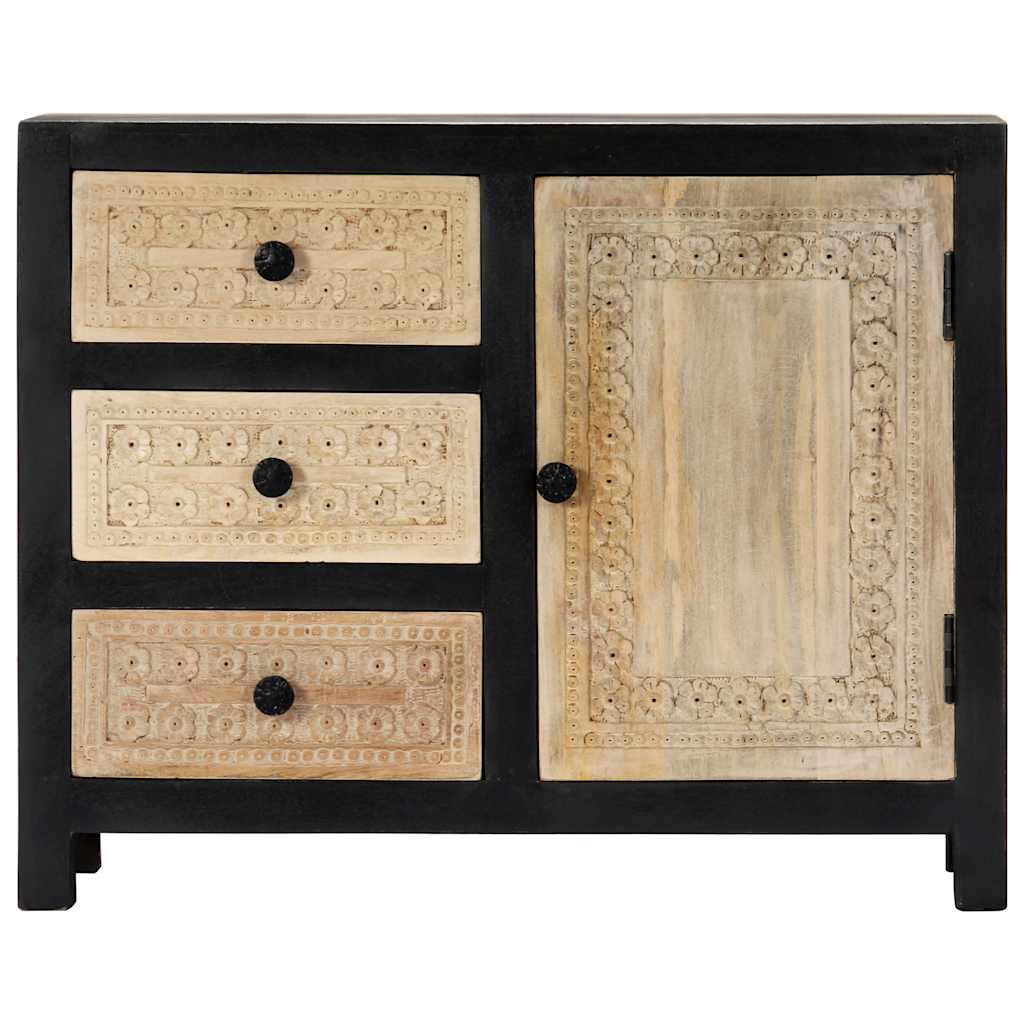 282724 vidaXL Hand Carved Side Cabinet Grey 75x35x60 cm Solid Mango Wood 4