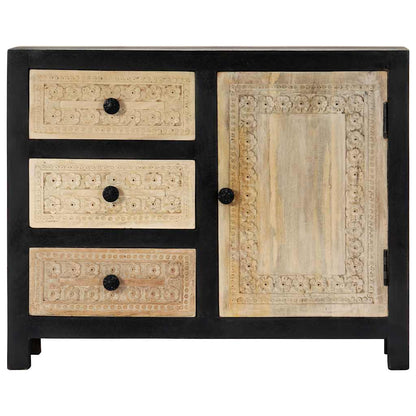 282724 vidaXL Hand Carved Side Cabinet Grey 75x35x60 cm Solid Mango Wood 4